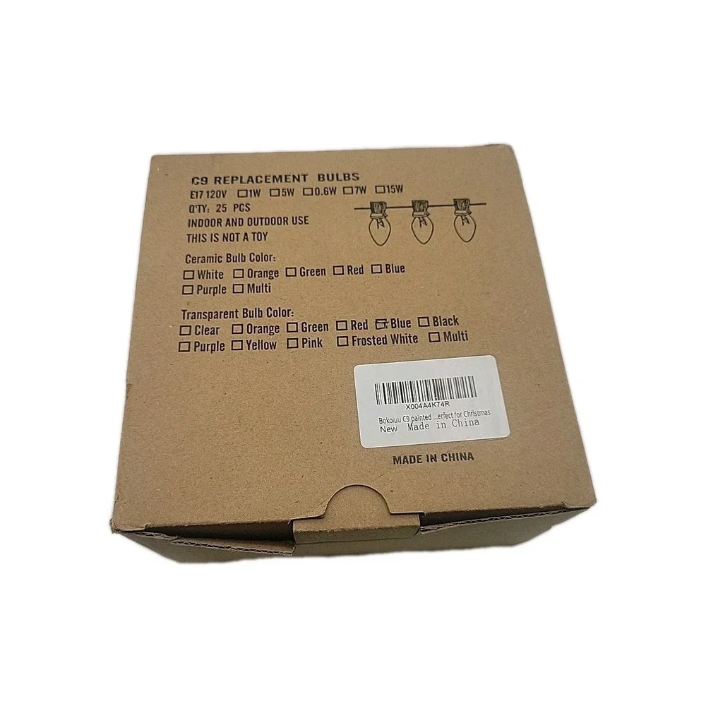 25 C9 Red Ceramic Replacement Bulbs, 7W, Screw Base, Indoor/Outdoor